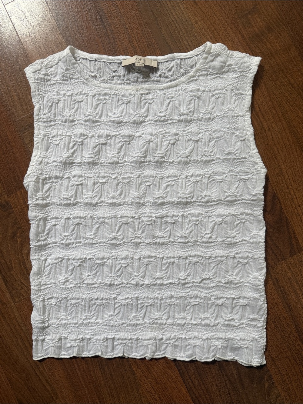Loft White Textured Sleeveless Tank